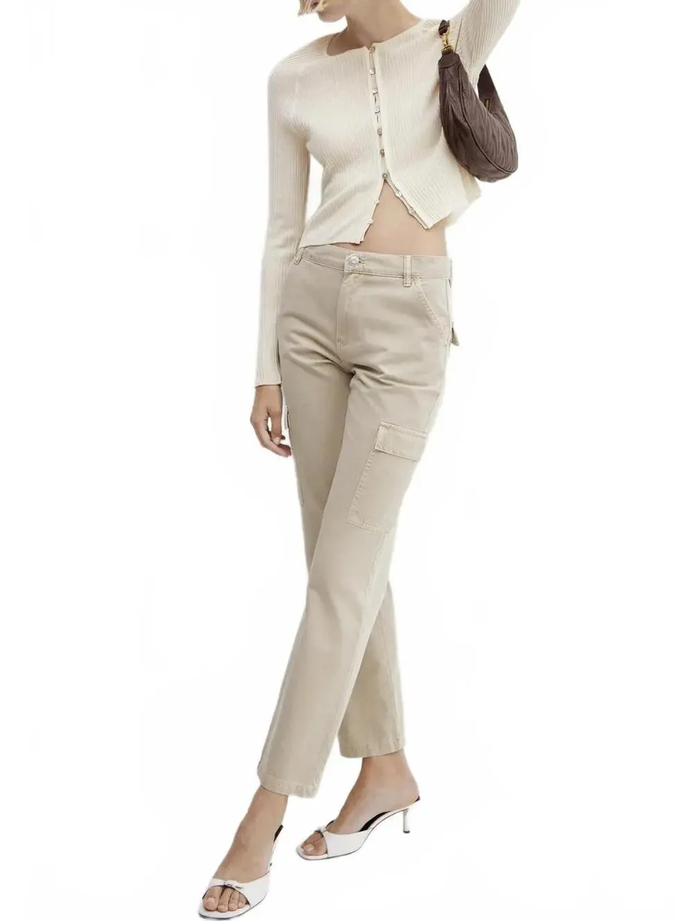 Mango Pocket Cargo Jeans NWT Sand Size 14 (EUR 46)